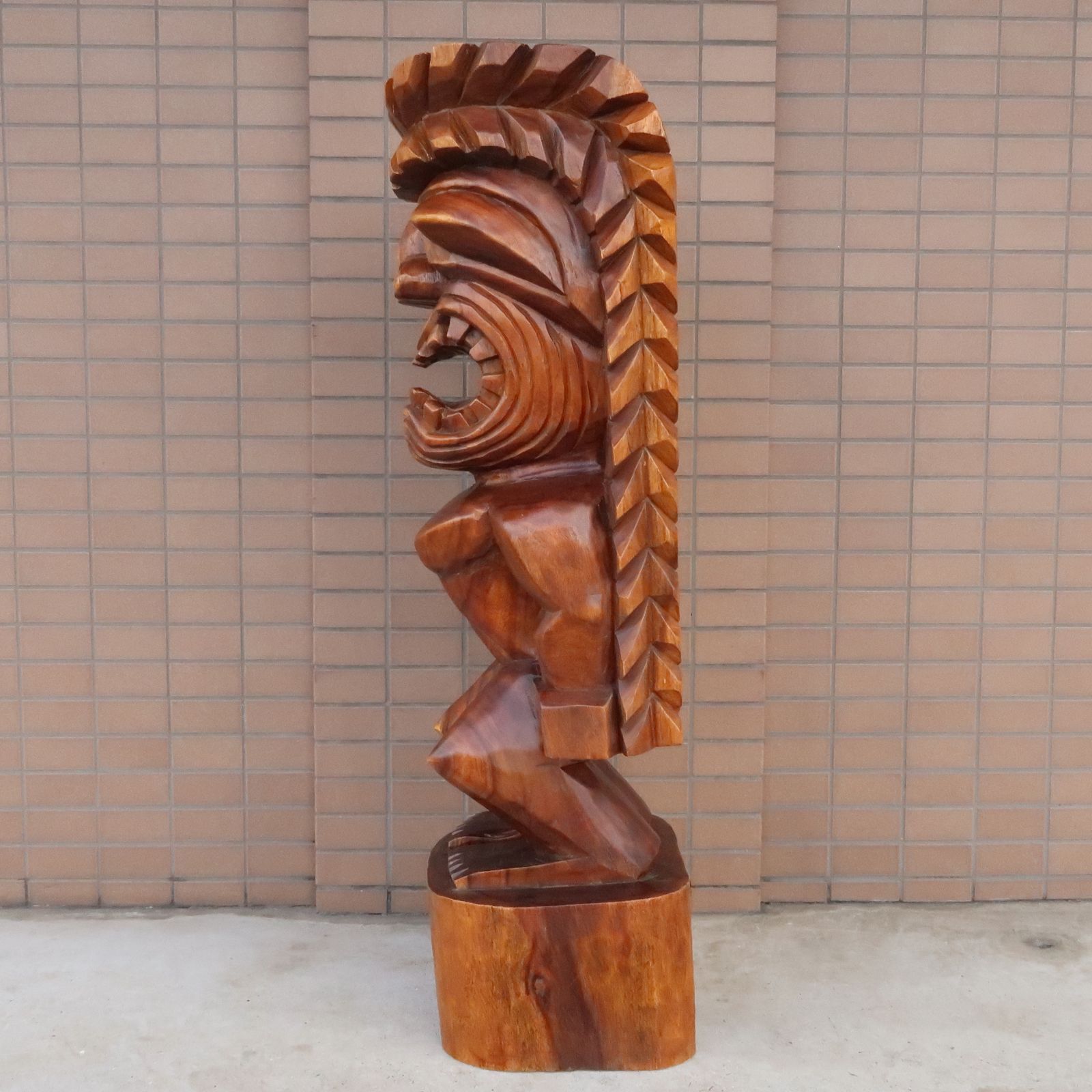 ティキの木彫り カナロア TIKI KANALOA100cm 木製スワール無垢材 1m