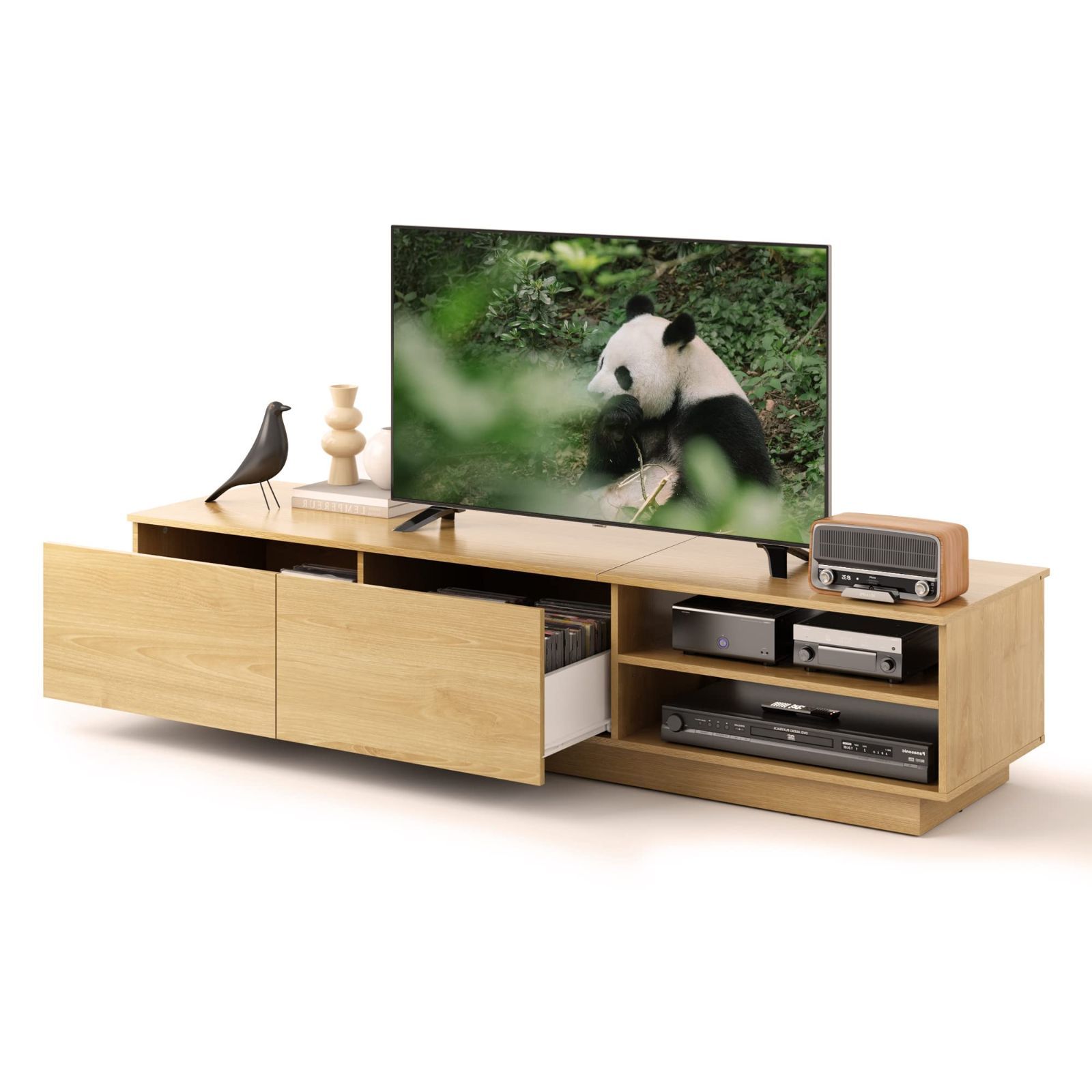 tvボード 木製 壁寄せ ローボード 幅150 奥行40 テレビボード 高さ33cm AV機器対応 テレビ台 棚付き 引出付き WLIVE 隠す収納スペース ベージュ
