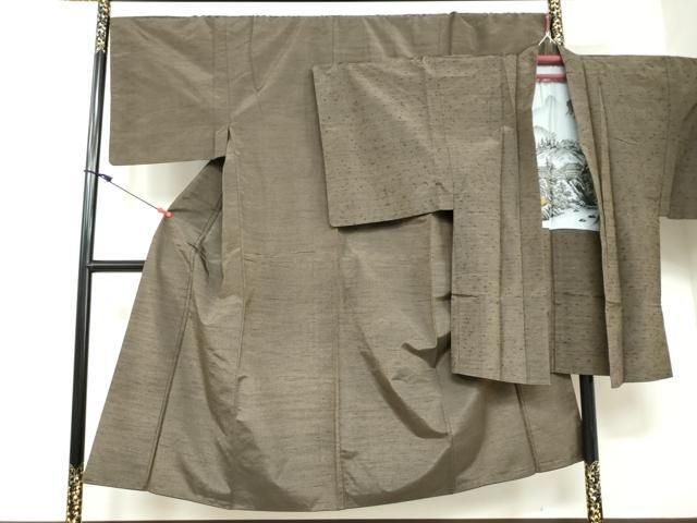 平和屋着物●男性 髭紬 長羽織セット 国防色 正絹 DAAY5030ud
