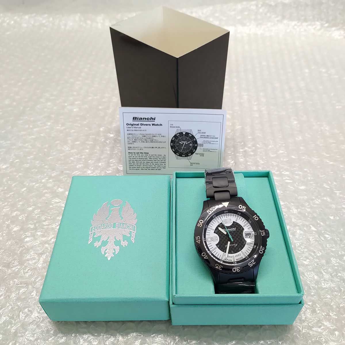 【未使用】ビアンキ BIANCHI SCUBA TX ブラック ホワイト 時計 ダイバーズウオッチ型腕時計 定価33000円 JP203ZOTWA  メンズ時計