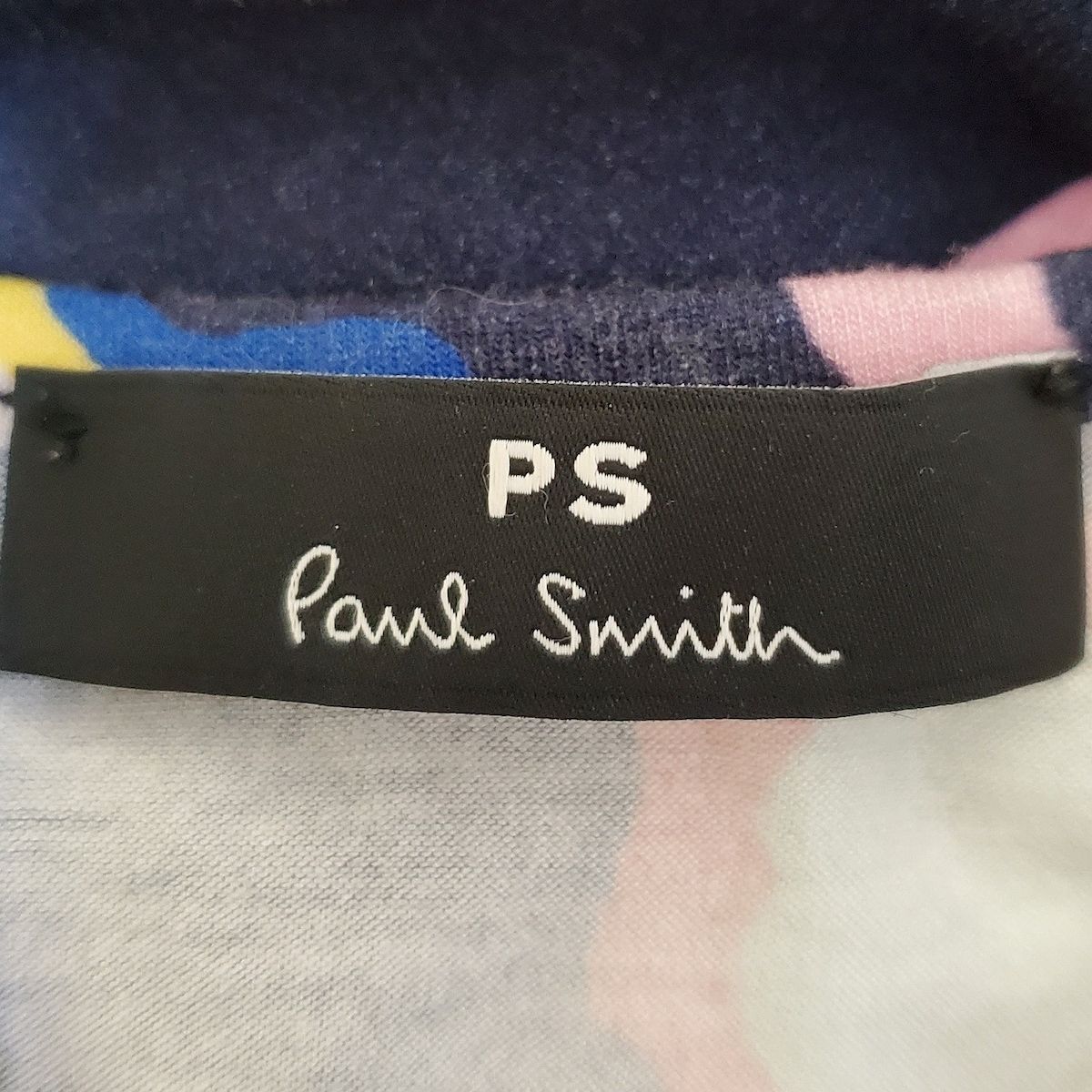 PaulSmith(ポールスミス) ワンピース サイズM レディース美品 - ダークネイビー×ライトピンク×マルチ クルーネック/半袖/マキシ丈