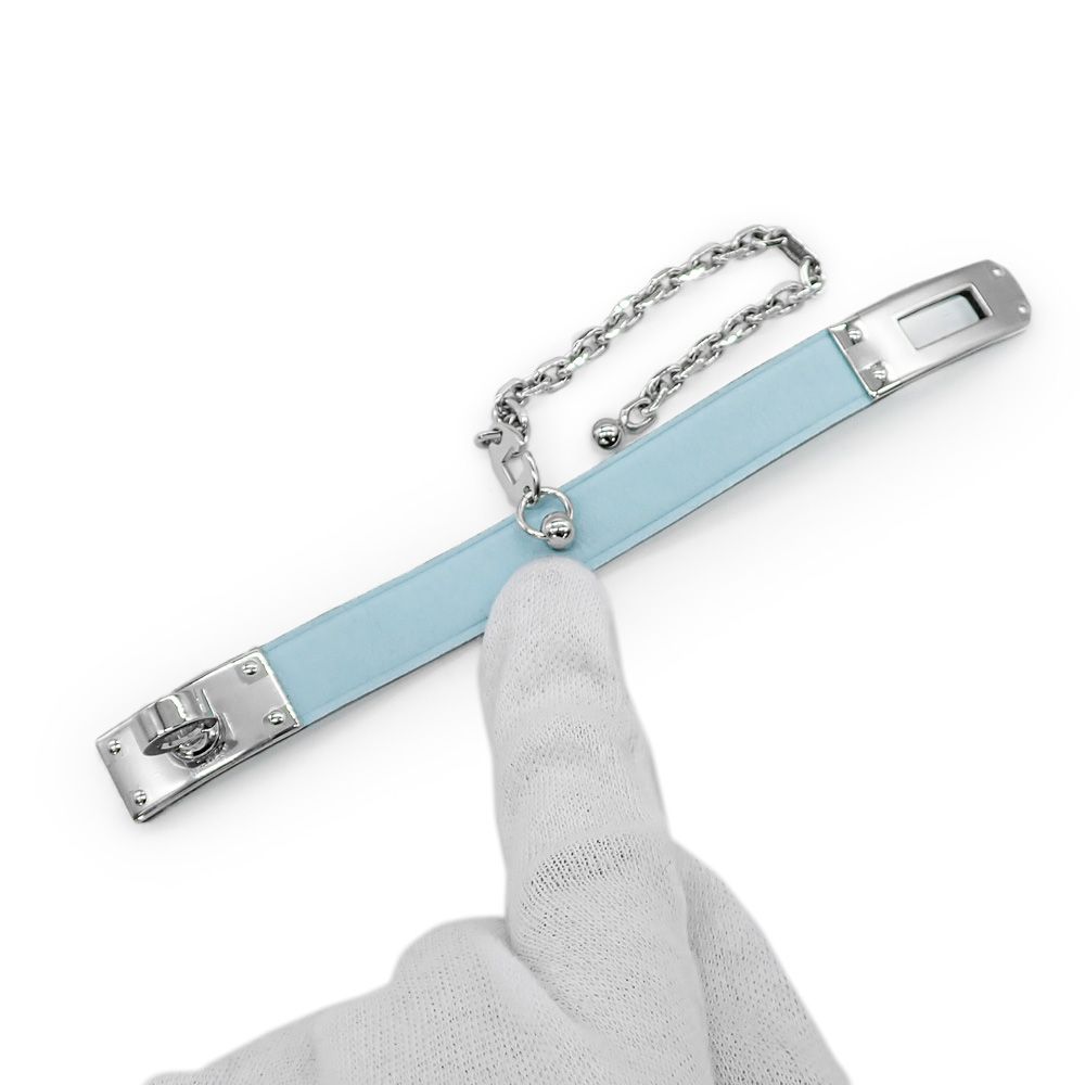 【ほぼ未使用】HERMES エルメス グローブホルダー ケリー ブルー×シルバー ほぼ未使用】HERMES エルメス グローブホルダー ケリー ブルー