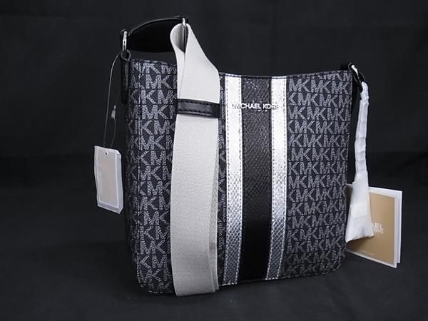 MICHAEL KORS マイケルコース PVC×パイソン型押しレザー ショルダーバッグ ブラック系×シルバー系 BJ9381