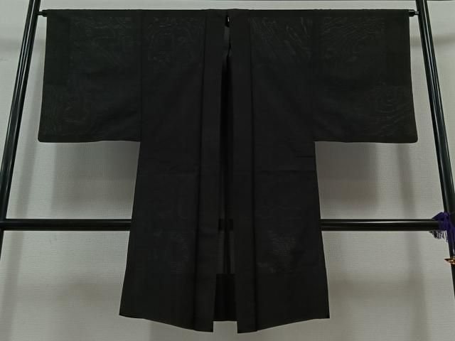 平和屋着物▽男性 羽織 スリーシーズン 春夏秋 塵除け 黒色 正絹 AABB6225jh