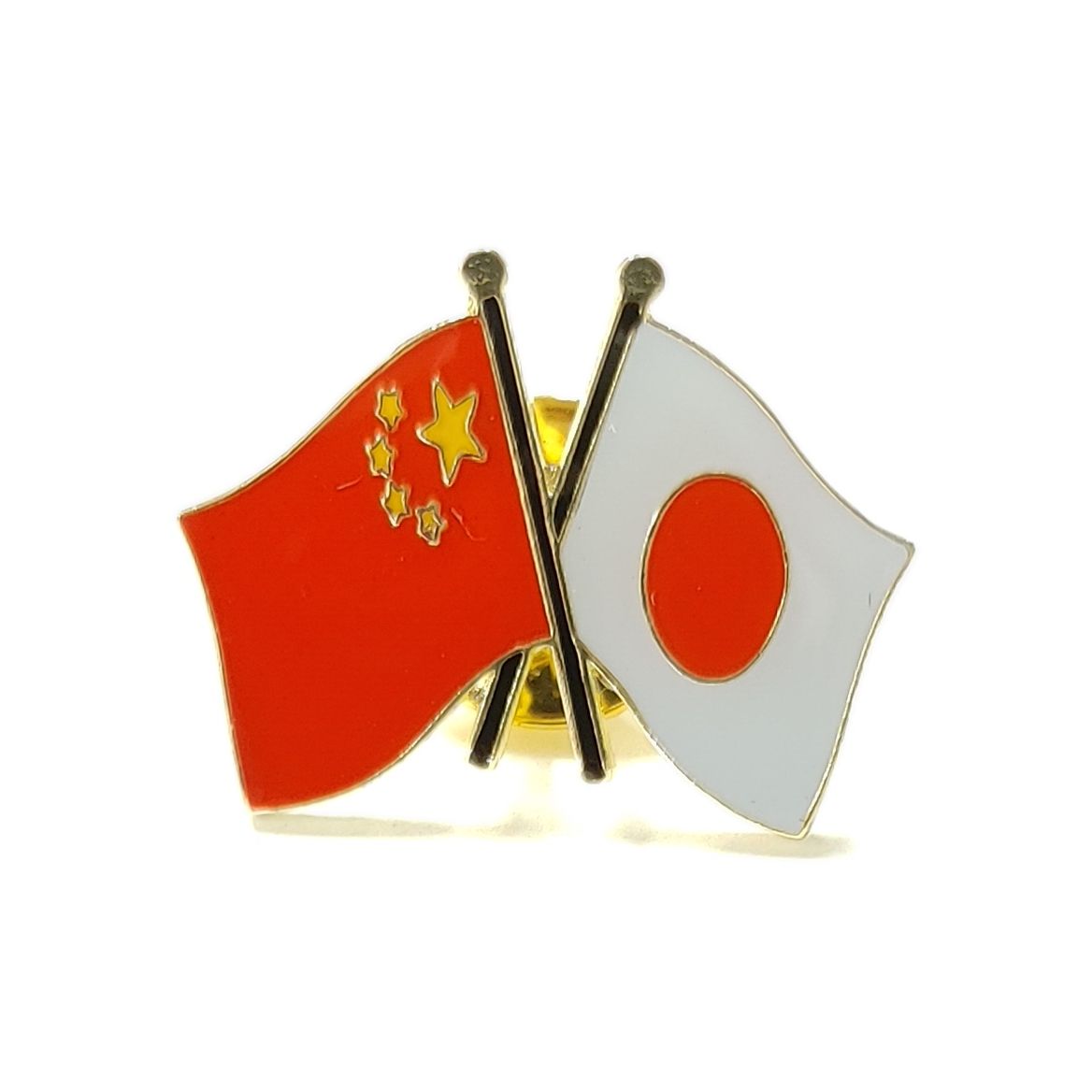 ピンバッジ 友好旗 日本×中国 国旗 バタフライピン お土産
