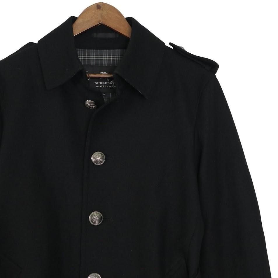 BURBERRY バーバリーブラックレーベル ナポレオンコートトレンチ メンズ M カシミヤ混 ホースロゴ釦 チェック ベルト 通勤通学 ビジネス