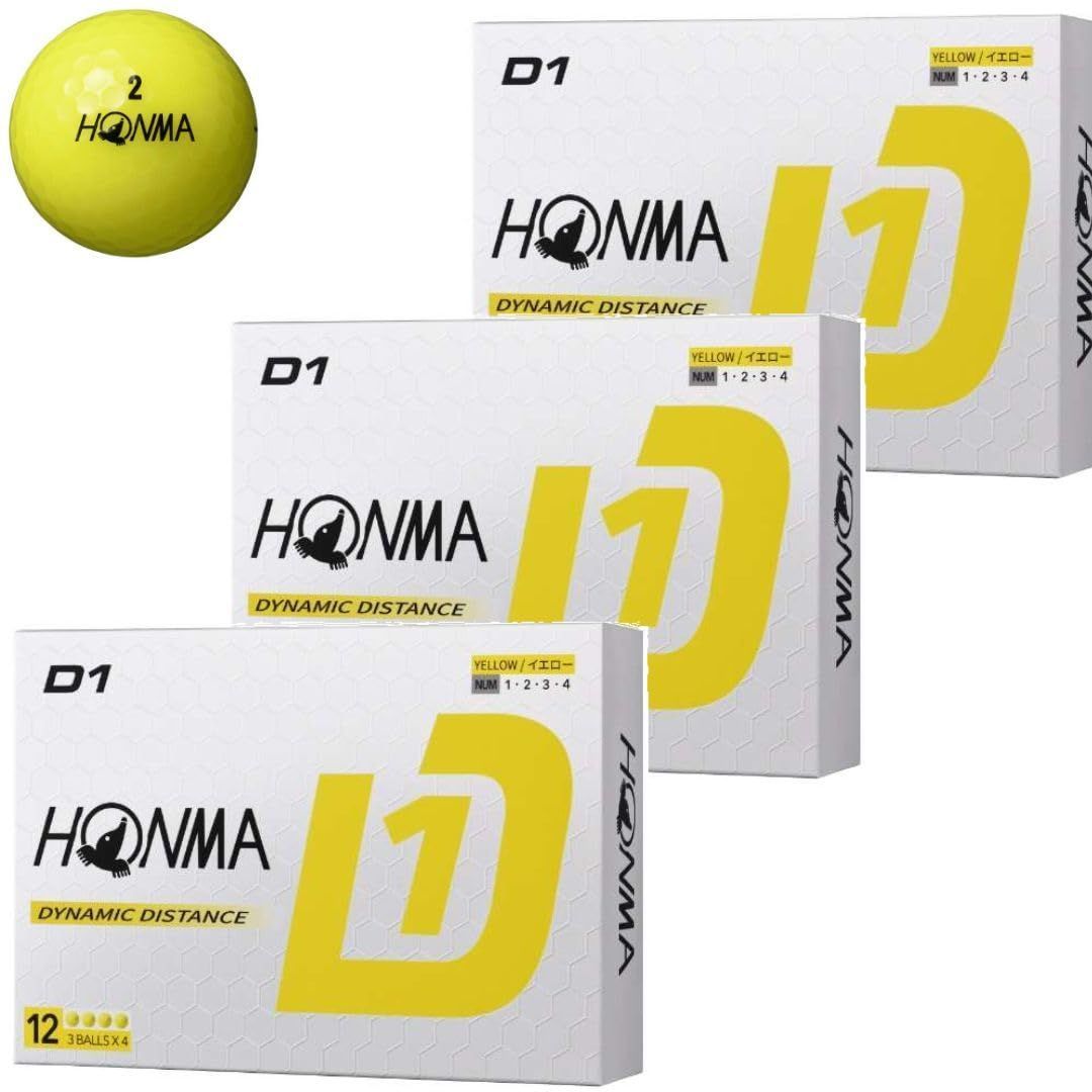Color イエロー 本間ゴルフ D1 ボール ゴルフボール モデル BT2401 イエロー 3ダース 36球 飛距離