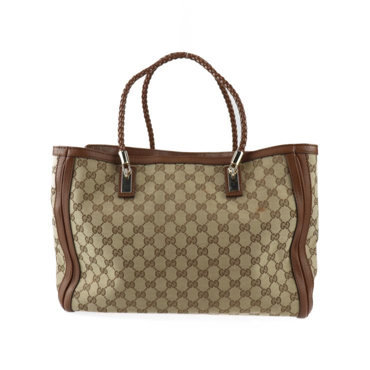 GUCCI グッチ トートバッグ 269945 GGキャンバス レザー ベージュ ブラウン ゴールド金具 バンブー ハンドバッグ ショルダーバッグ  タッセル フリンジ 【本物保証】 - メルカリ