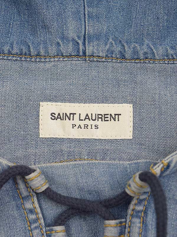 SAINT LAURENT PARIS デストロイデニムフーディ パーカー SAINT LAURENT PARIS サンローラン パリ 19SS デストロイデニム