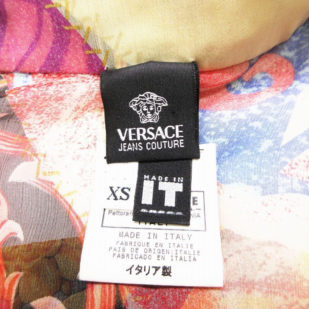 ヴェルサーチェ ジーンズ クチュール VERSACE JEANS COUTURE シルク シアー 総柄 シャツ ブラウス XS マルチカラー ur44 【中古】 ヴェルサーチェ ジーンズ クチュール VERSACE JEANS COUTURE