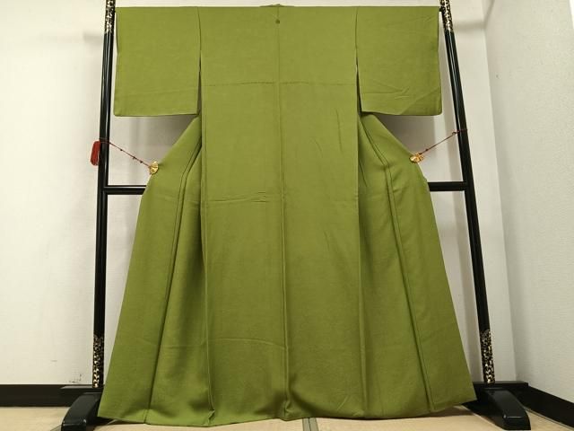 平和屋着物 上質な色無地 花地紋 根岸色 正絹 AABB5108ph