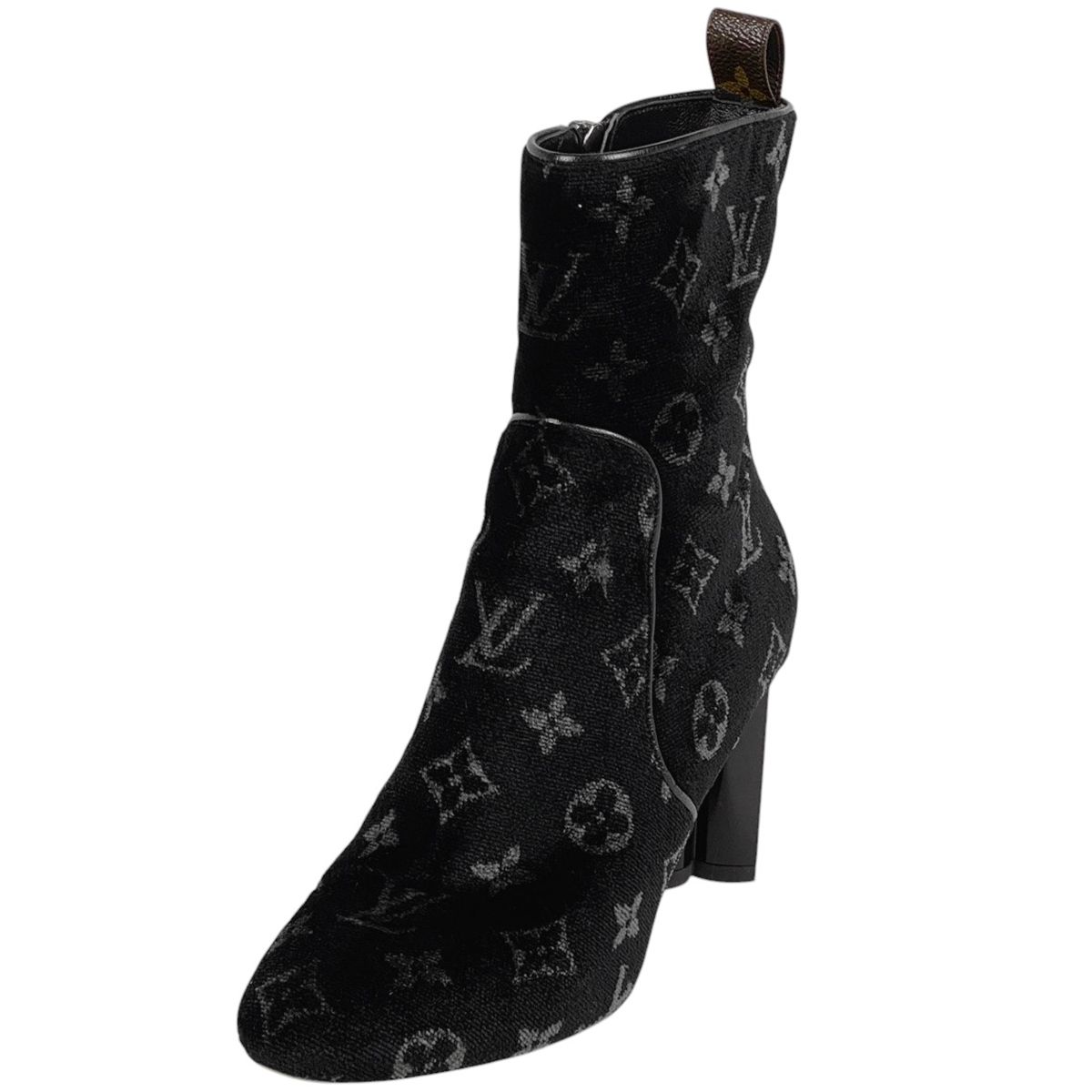 ルイ ヴィトン Louis Vuitton シルエット アンクルブーツ モノグラム 靴 ブーツ ベルベット ブラック レディース
