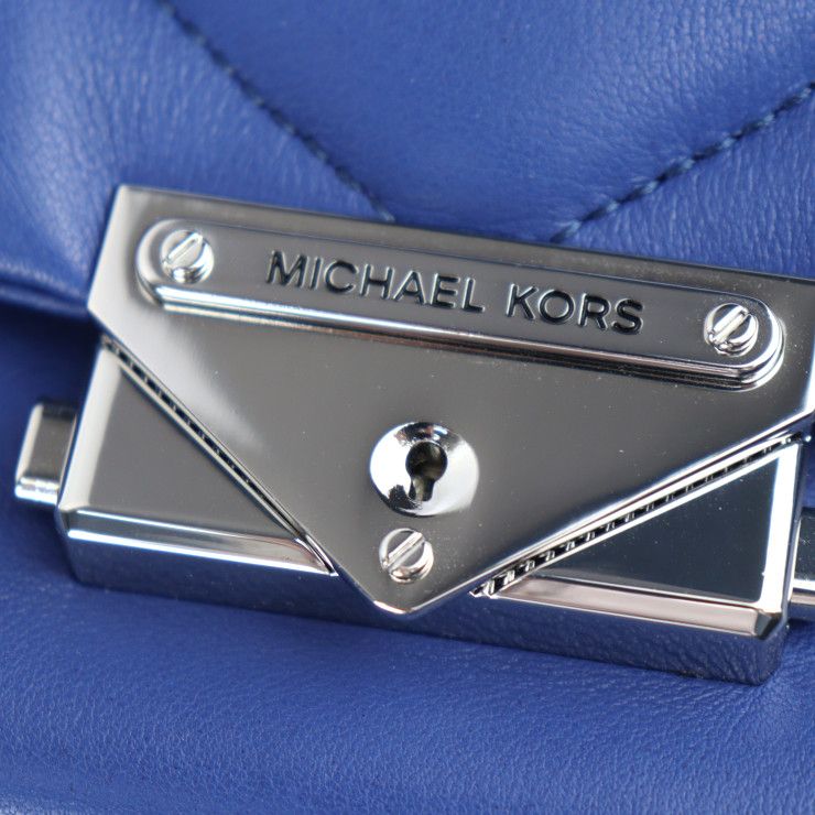 Michael Kors マイケルコース CECE ミディアム キルティングレザー コンバーチブル ショルダーバッグ 30T9S0EL8L ラムレザー  ブルー シルバー金具 フラップ チェーン 【本物保証】