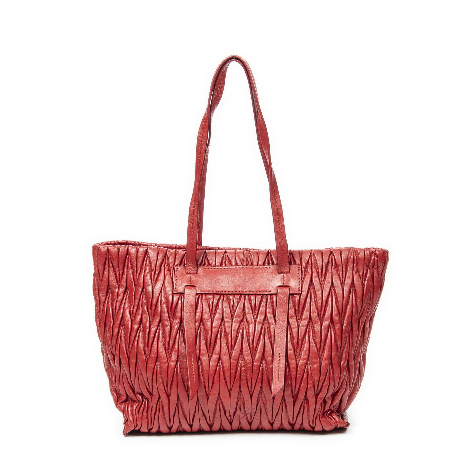 MIU ミュウミュウオープントート赤ナッパマトラッセレザーA