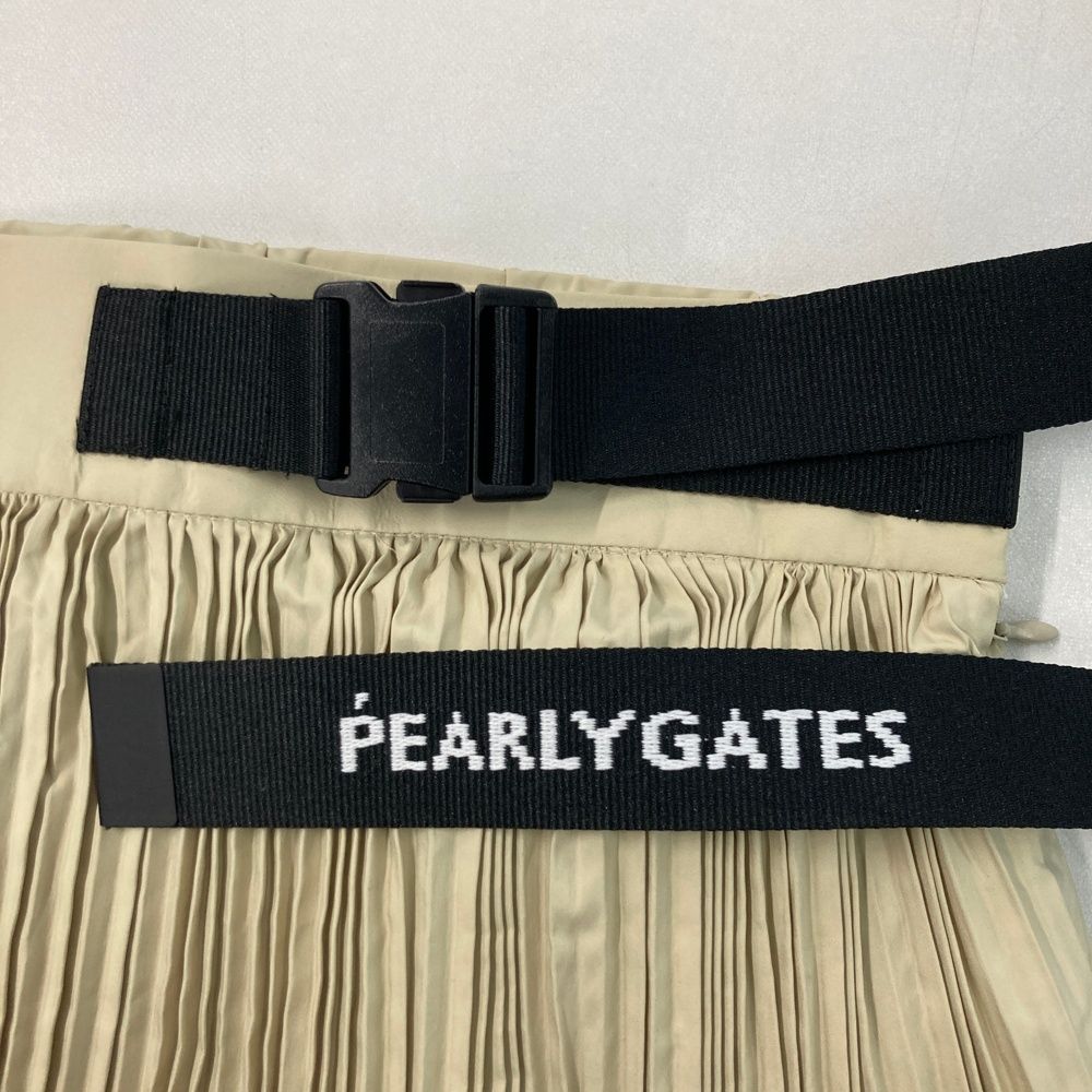 機能性 サイズ 1 PEARLY GATES パーリーゲイツ 055-1134310 裏地付アシメ プリーツスカート ベージュ系 240101532656 ゴルフウェア レディース ストスト