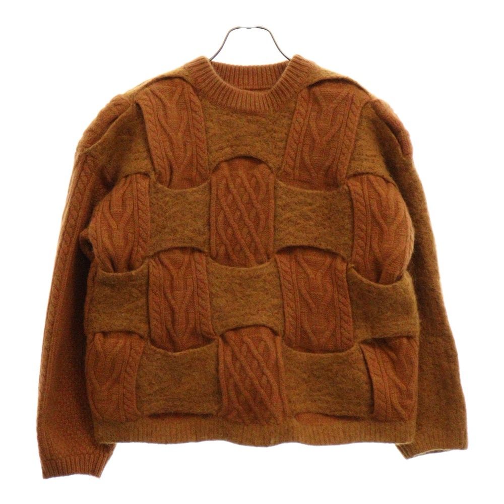 YOKE (ヨーク) 20AW CROSSING CABLE CREW NECK KNIT 長袖ニット セーター ショート丈 ブラウン  YK20AW0160S