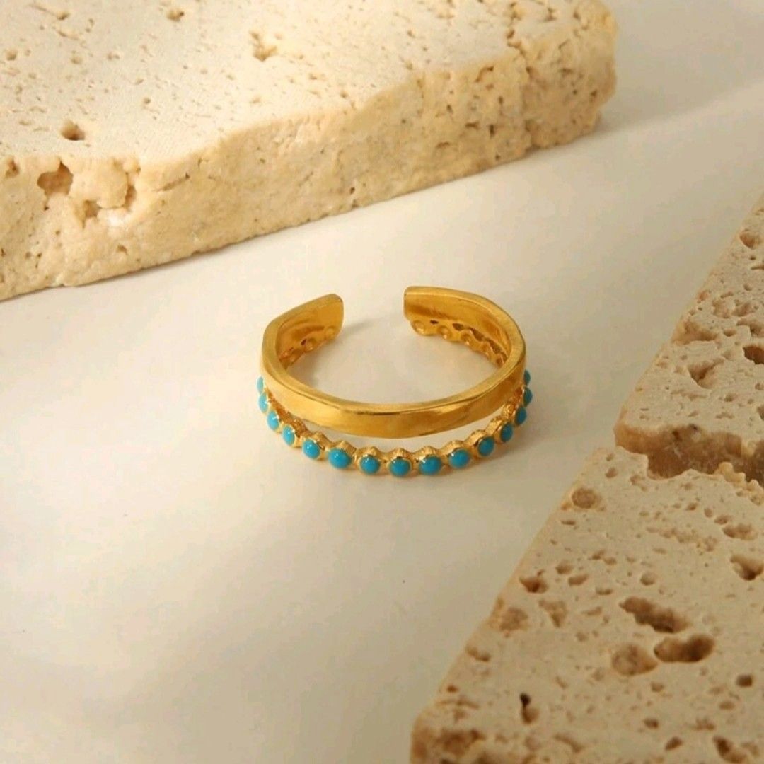 A692 リング レディース 指輪 ターコイズ トルコ石 ゴールド k18 18金