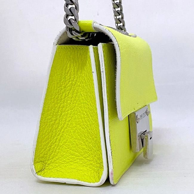ジミーチュウ チェーン ショルダー バッグ ネオン イエロー レベル