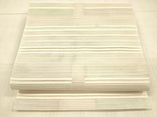 平和屋着物＊夏物 絽綴れ 八寸名古屋帯 枝花文 銀糸 正絹