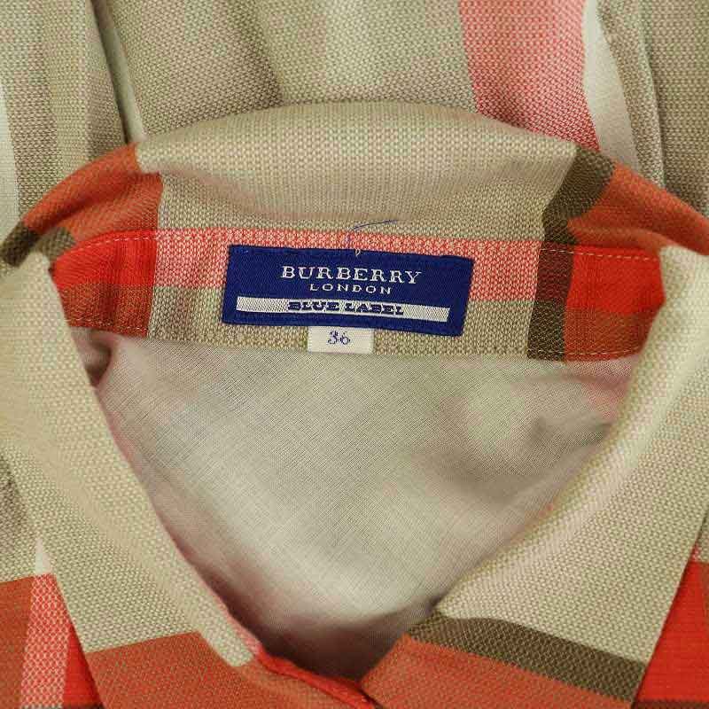 バーバリーブルーレーベル シャツワンピース ミニ丈 チェック ミニ丈 ホースロゴ バーバリーブルーレーベル BURBERRY BLUE LABEL ベルト付き