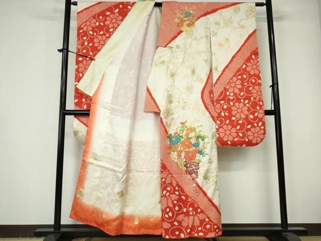 正絹振袖 絞り 駒刺繍 吉祥古典文様 金彩 振袖セット 振袖フルセット 赤 51 正絹振袖 絞り 駒刺繍 吉祥古典文様 金彩 振袖セット 振袖フルセット 赤 51