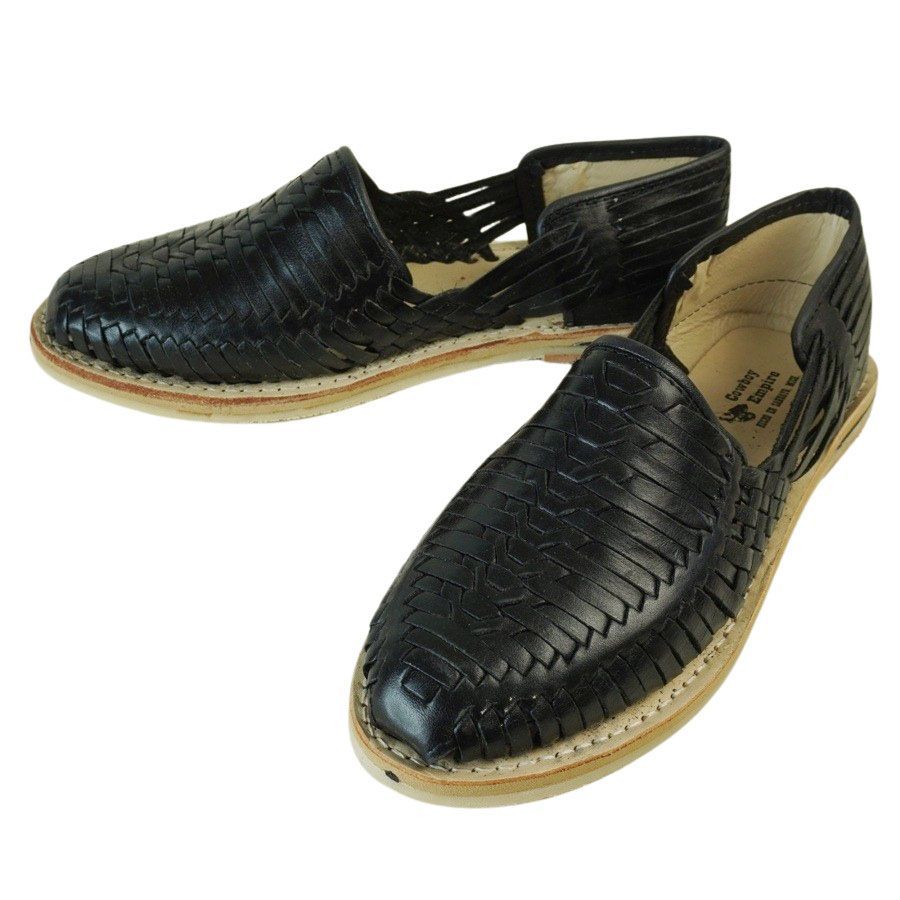 メンズ シューズ MADE IN MEXICO HUARACHE SHOES メキシコ製 ワラチシューズ メキシカンサンダル BLACK(ブラック) レザー本革 ハンドメイド 手縫い 編み込み ハラチ グルカサンダル