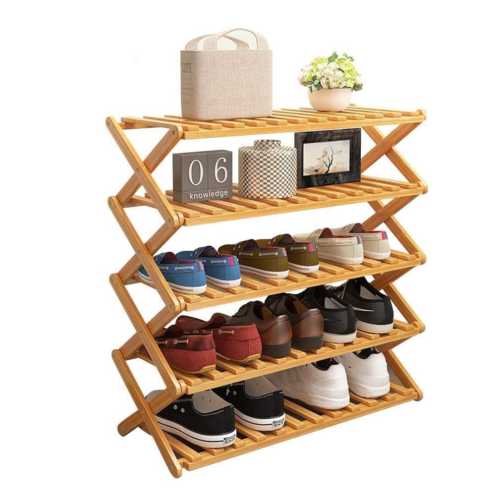 『特価』 ハイヒール スリム shoe 靴箱 靴箱 安定性高い 収納 靴 70*25*78CM カビ防止 下駄箱 rack 折りたたみ可能 ラック 完成品 天然竹製 シューズ 五段 シューズラック