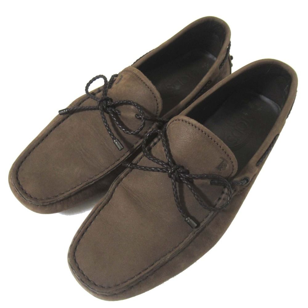 TOD S トッズ ヌバック レザー ゴンミーニ ドライビングシューズ 6.5 約25.5cm ブラウン メンズ 古着