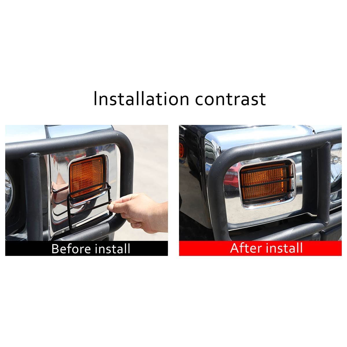 METYOUCAR ハマー H2 2003-2009に適用 金属 フロントウインカーライトカバーガード フロントランプカバー 外装パーツ