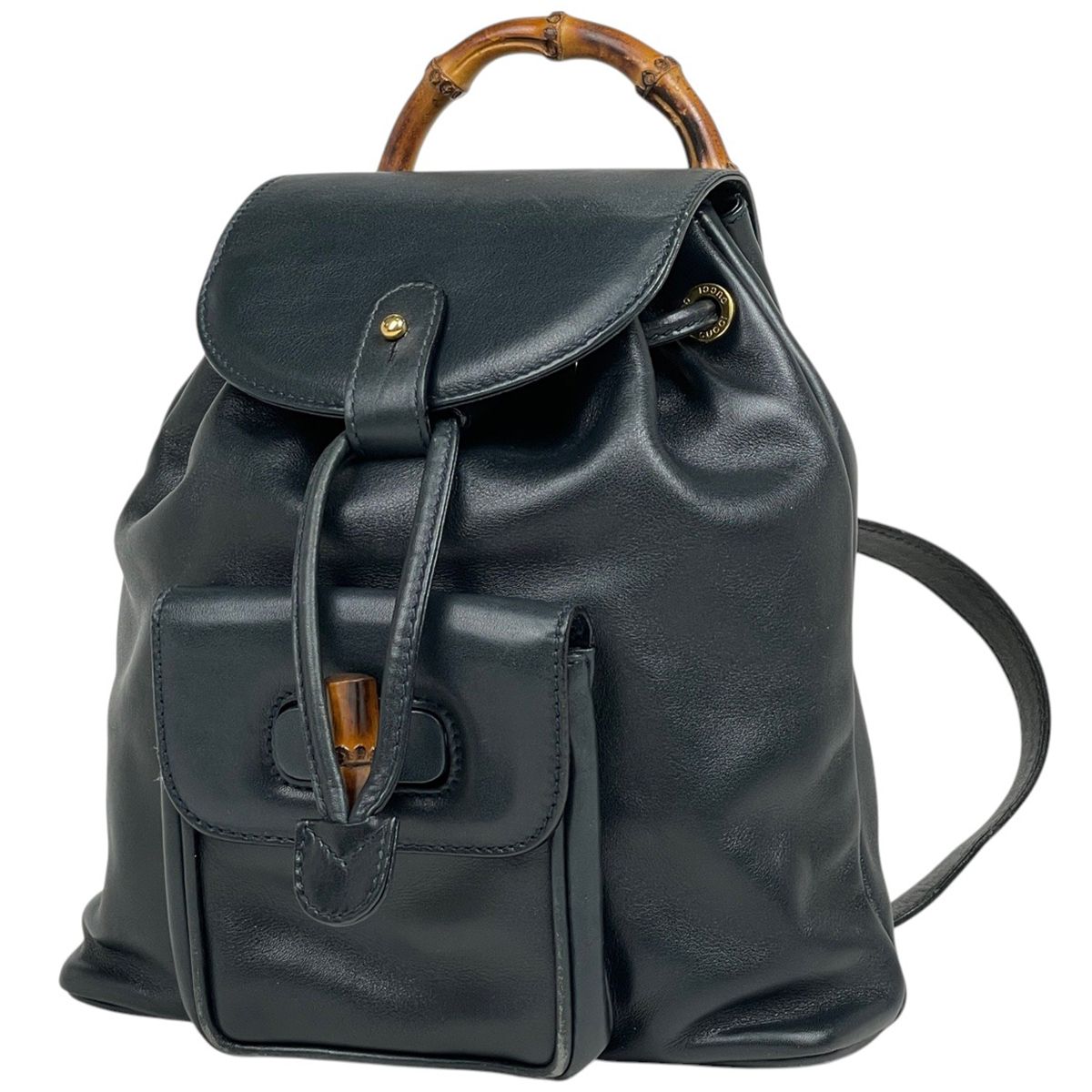 グッチ GUCCI バンブー ミニ リュックサック バックパック デイパック オールドグッチ 00317050030 リュック レザー ダークグリーン レディース