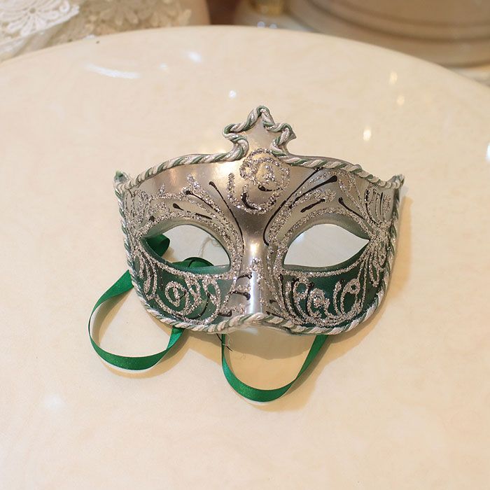 ベネチアンマスク venetian mask シルバー×グリーン 仮面 マスク 仮装 コスプレ パーティーグッズ おしゃれ コスチューム 雑貨  インテリア
