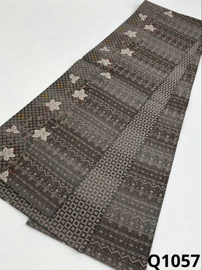 スリーシーズン 三重織 全通 洒落袋帯 葡萄唐草 リバーシブル 正絹