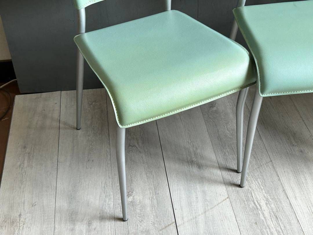 北欧レトロ アイアンフレーム レザーチェア ダイニングチェア 古家具 4