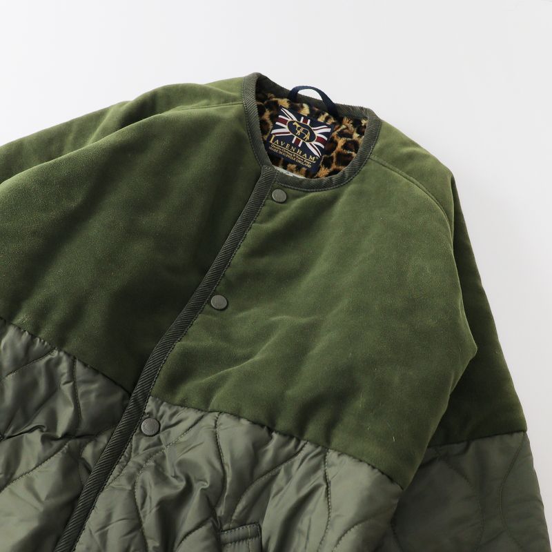 ラベンハム LAVENHAM brisbane moss レオパードキルティングノーカラー  