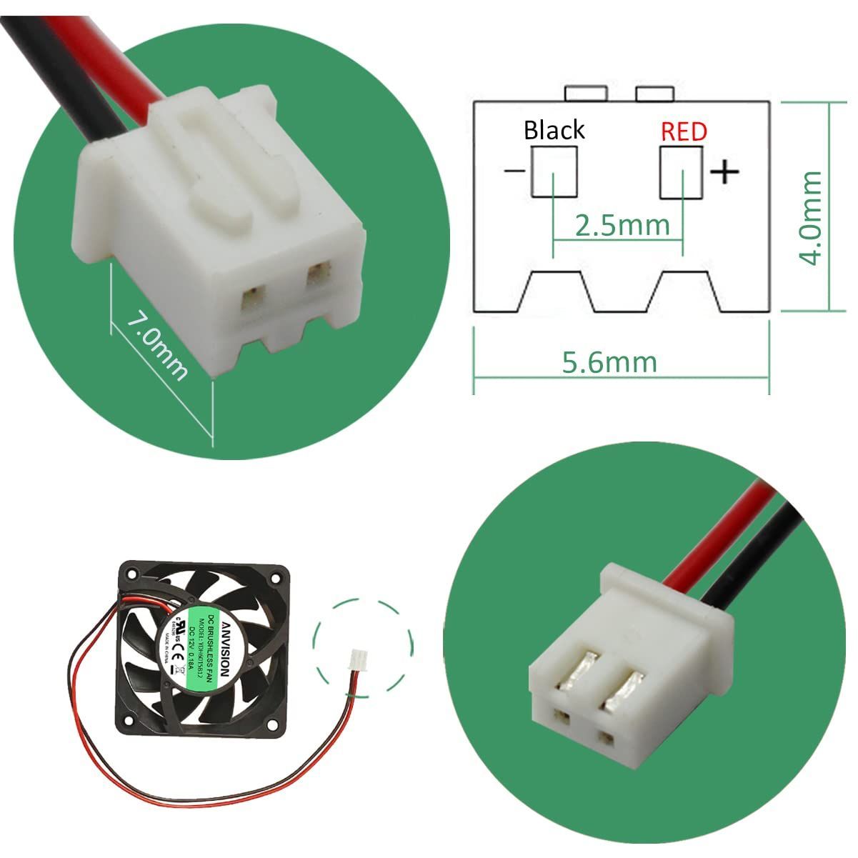 【数量限定】ブラシレス冷却ファン デュアルボールベアリング 12V DC 15mm x 60mm 2個パック ANVISION