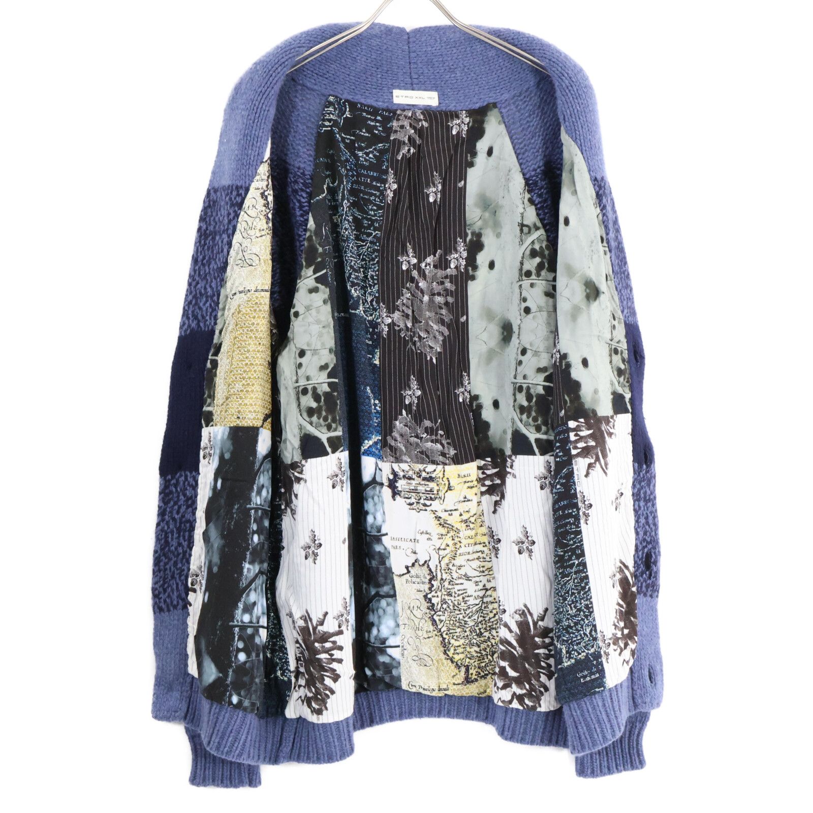 ETRO エトロ ネイビー 裏地総柄 カシミヤ100 ショールカラーカーディガン XXL ETRO エトロ ネイビー 裏地総柄 カシミヤ100 ショールカラーカーディガン XXL