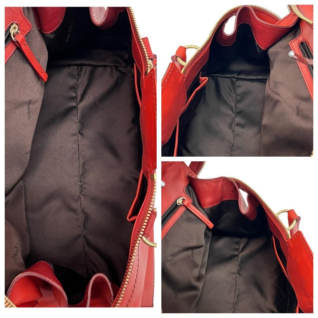 美品 マックスマーラ ハンドバッグ マルゴー レザー レッド