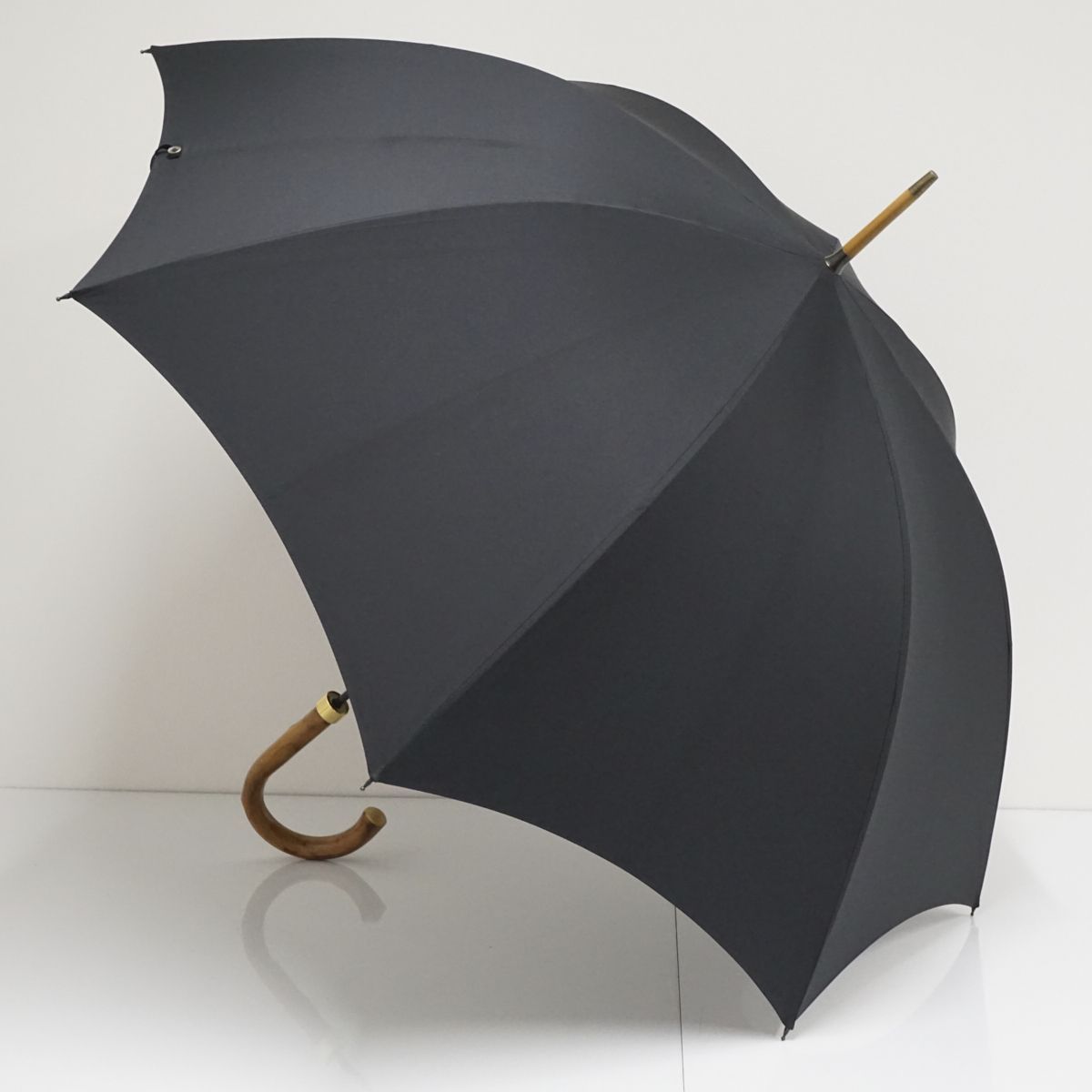 紳士傘 FOX UMBRELLA フォックスアンブレラ USED美品 傘 メンズ チェスナット（栗） 無地 黒 ブラック 高級 64cm S0934