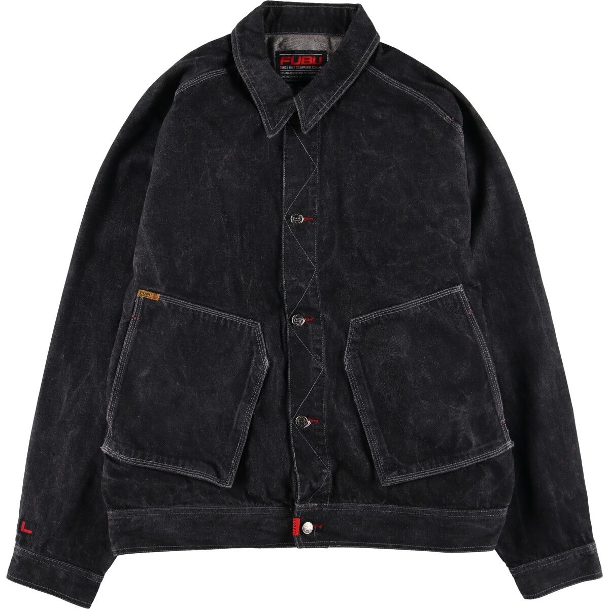 古着 90年代 フブ FUBU ブラックデニムジャケット Gジャン メンズXXL相当 ヴィンテージ/eaa512481