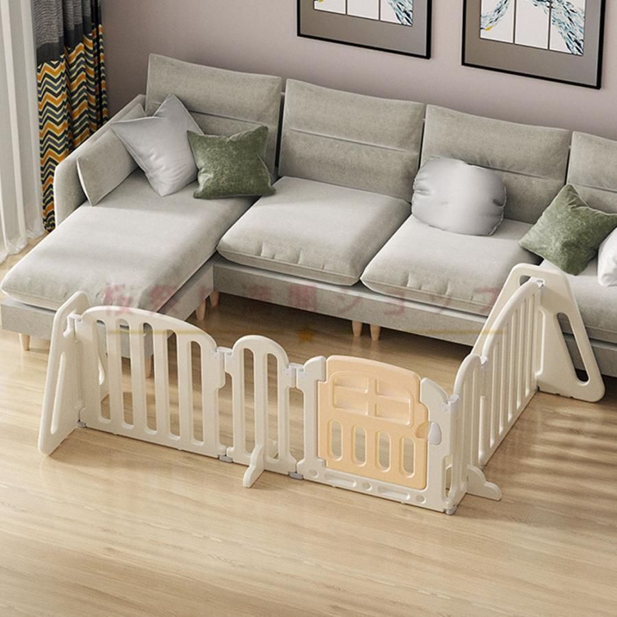 ベビーサークル 折りたたみ 置くだけ ベビーゲート キッズパーテーション ドア付き ベビーフェンス 6か月?3歳 子供用プレイルーム サークル