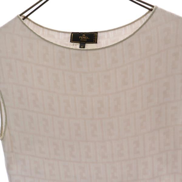 フェンディ イタリア製 ロゴ総柄 ワンピース 42 アイボリー系 FENDI  