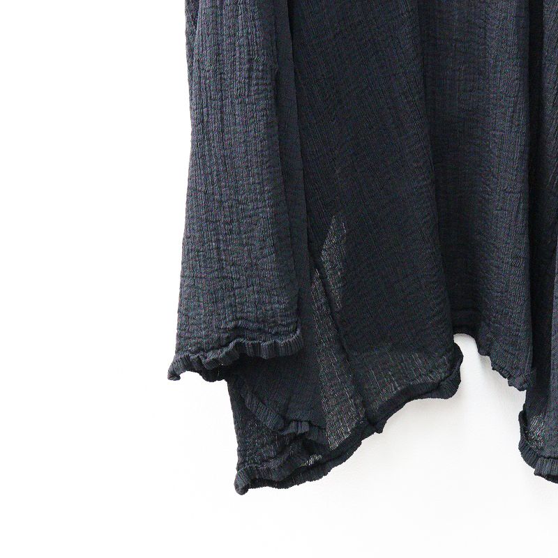 me ISSEYMIYAKE 半袖カーディガン　ブラック 100% ファッション meイッセイミヤケ 半袖黒カーディガン