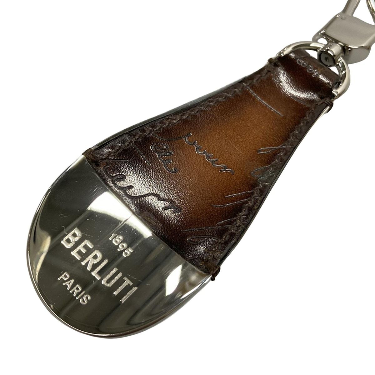 ベルルッティ BERLUTI シューホーン 靴ベラ ロゴ ブラウン シルバー