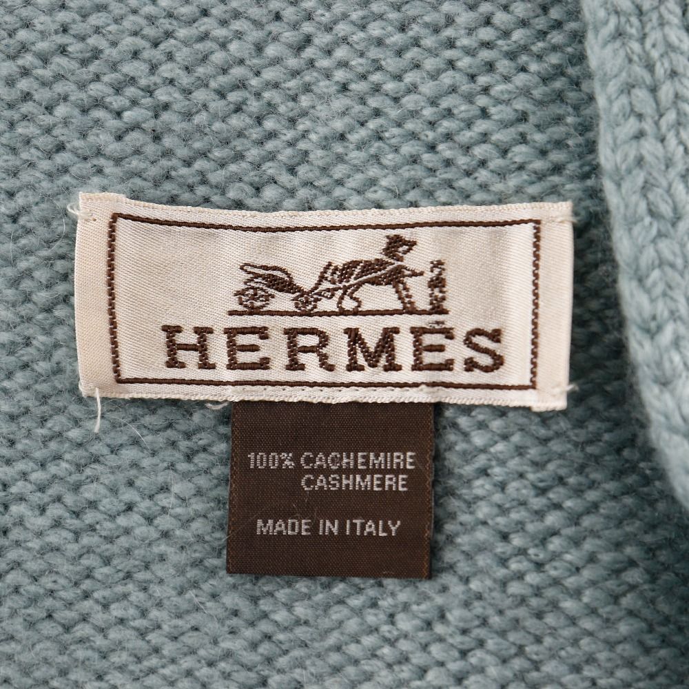 【HERMES】エルメス カシミヤ 水色 ユニセックス マフラー