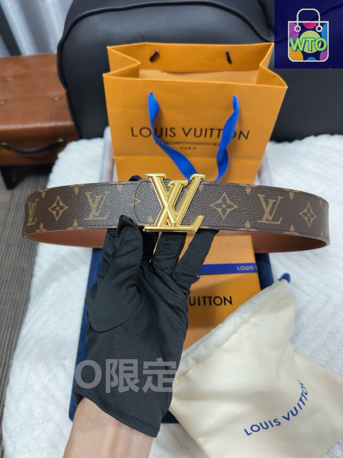 ルイヴィトン　ベルト　モノグラム　us 即日発送 ベルト・LV イニシャル 40MM リバーシブル ｜ルイ・ヴィトン
