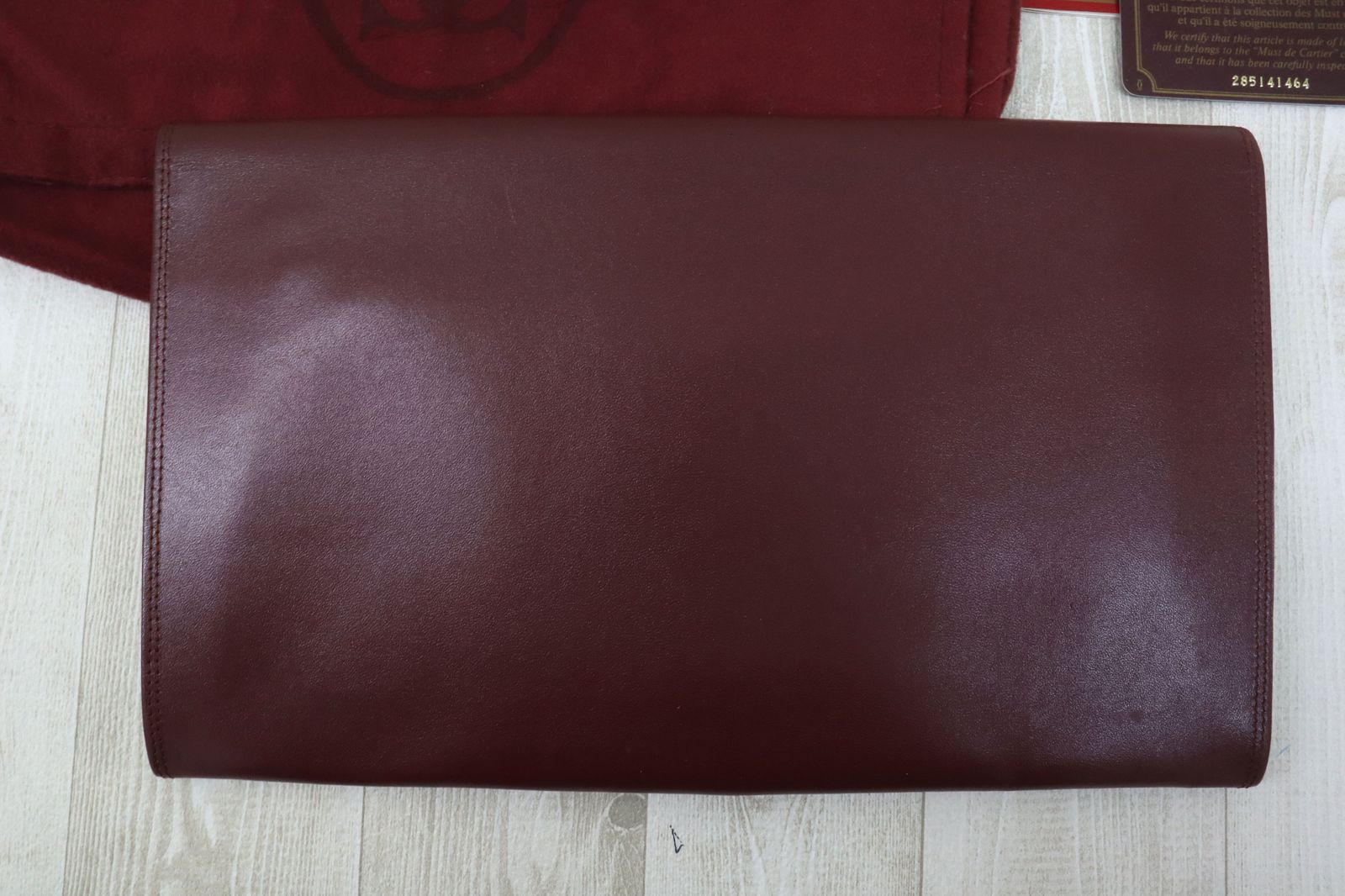 極美品✨カルティエ クラッチバッグ 赤 マストライン C金具 フラップ