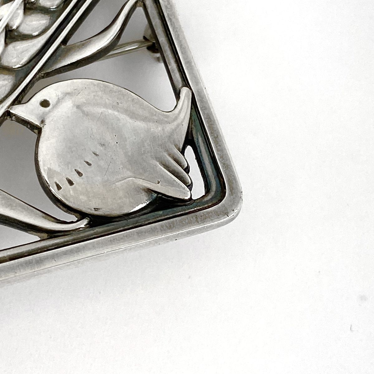 GEORG JENSEN 250 シルバーブローチスクエアバード小鳥麦
