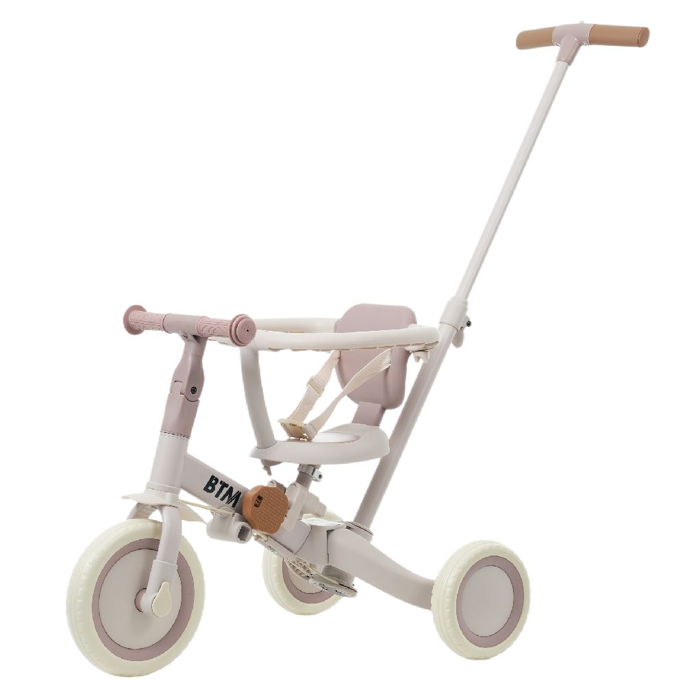 子供用三輪車 5in1 多機能 自転車 キックボード ホワイト ピンク 押し