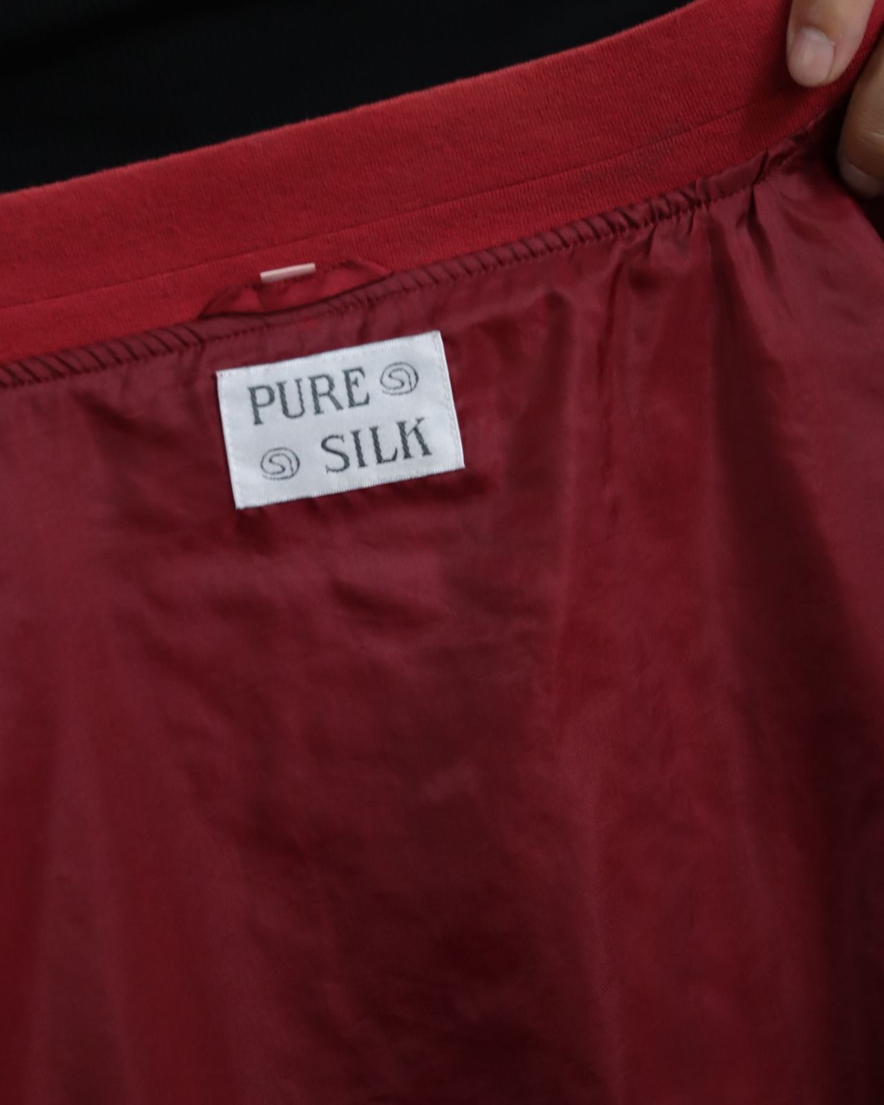 oversized silk bomber jacket blouson faded red 80s 90s シルク 