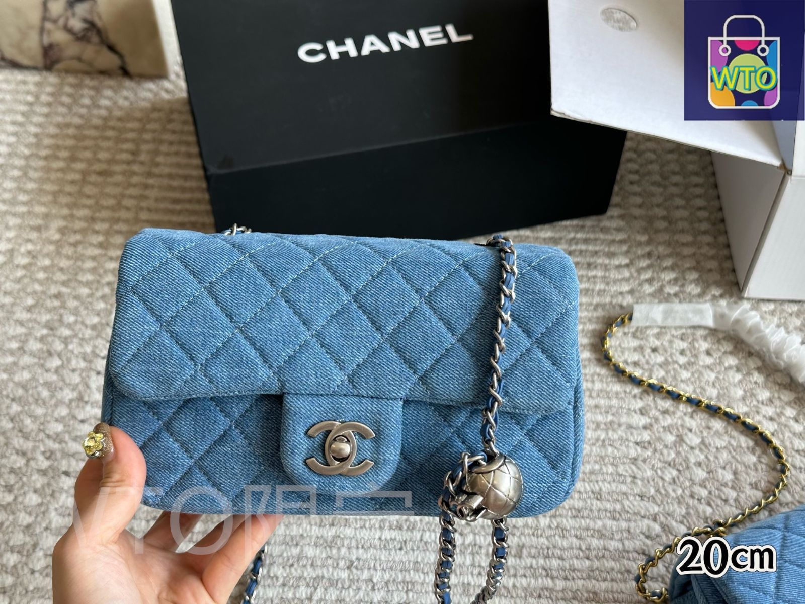今日特価】Chanel デニム ゴールドボール クラシックフラップ